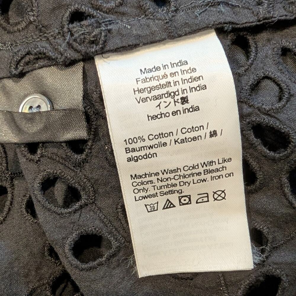 NWT Madewell Embroidered Shirred Henley Top XS Black - Picture 8 of 10